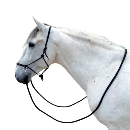 Knotenhalfter mit Ringen schwarz für Ausbildung, Bodenarbeit, Longieren 035/095 von Bodenarbeit Horsemanship