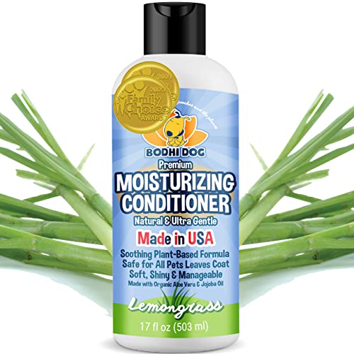 New Natural Moisturizing Pet Conditioner | Conditioning for Dogs, Cats and More | Soothing Aloe Vera & Jojoba Oil | Professional Grade Treatment - Made in The USA - 1 Bottle 17oz (503ml) (Lemongrass) von Bodhi Dog