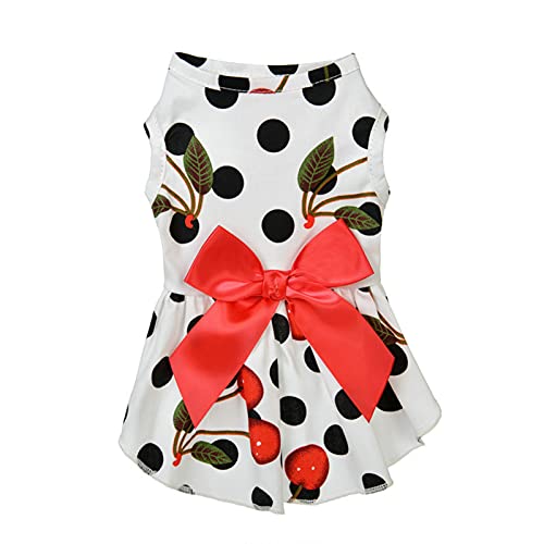 Bodhi2000 Haustierrock Blumenmuster Atmungsaktiv Haustier Prinzessin Kleid mit Schleife Kleine Hunde Katzen Sommer Kleidung für Hochzeit Geburtstag Party Haustier Kostüme Weiß S von Bodhi2000