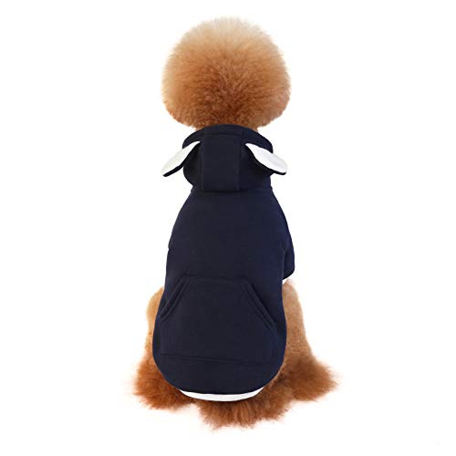 Bodhi2000 Hundepullover, für Herbst und Winter, warm, einfarbig, mit Taschen, Kapuzenpullover, für Haustiere, Hunde, Welpen, Kleidung, Blau, Größe S von Bodhi2000