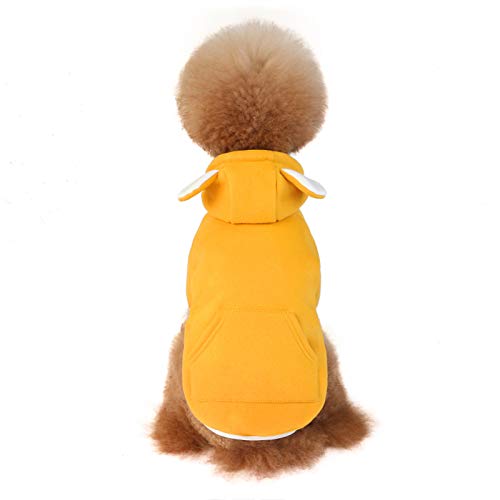 Bodhi2000 Hundepullover, für Herbst und Winter, warm, einfarbig, mit Taschen, Kapuzenpullover, für Haustiere, Hunde, Welpen, Kleidung, Gelb, Größe L von Bodhi2000