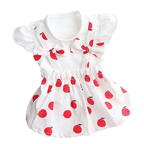 Bodhi2000 Niedliches Haustierkleid Erdbeere bedrucktes Hundekleid Haustier Frühling Sommer Kleidung Katzenkleid mit Schleife für kleine bis mittelgroße Katzen und Hunde, Dunkelorange, M von Bodhi2000
