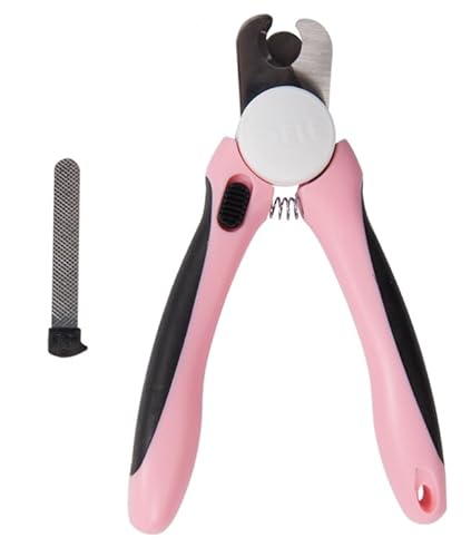 Bodiiwuliu Haustiere Nagelschere, Krallenschere für Hunde mit Schutz, Katzen Krallenzange Schneider(Rosa M) von Bodiiwuliu