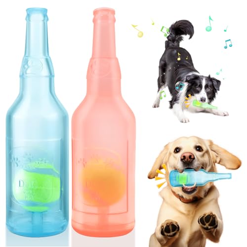 Kauspielzeug für Hunde, Quietschendes Flaschen Tennisball Spielzeug Interaktives Hundespielzeug in Weinflaschenform für Mittelgroße und Große Hunde für Outdoor, Training und Kauen (Blau & Rot) Kauspielzeug für Hunde, Quietschendes Flaschen Tennisball Spielzeug Interaktives Hundespielzeug in Weinflaschenform für Mittelgroße und Große Hunde für Outdoor, Training und Kauen (Blau & Rot) von Bodorma