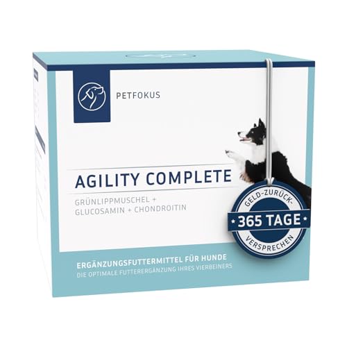 PetFokus Agility Complete | für gelenkempfindliche Hunde - natürliche Nahrungsergänzung - 11 wertvolle Inhaltsstoffe inkl. Grünlippmuschel, MSM, Teufelskralle - 30 Sticks - in Deutschland produziert von PetFokus