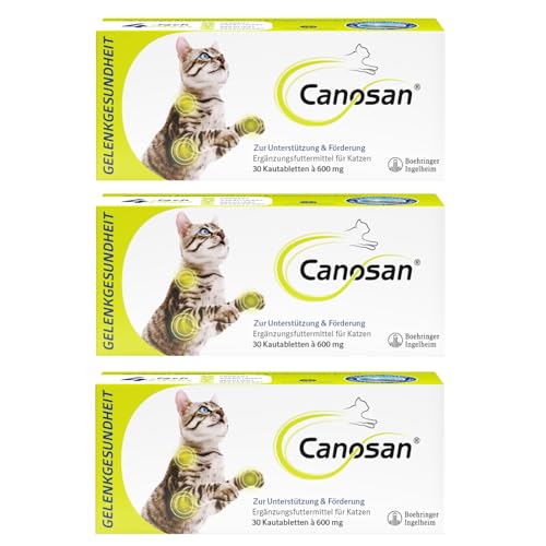 Boehringer Ingelheim Canosan Katze | 3er Pack | 3 x 30 Kautabletten à 600mg | Ergänzungsfuttermittel für Katzen | Kann unterstützend bei Gelenkbeschwerden eingesetzt werden von Boehringer Ingelheim