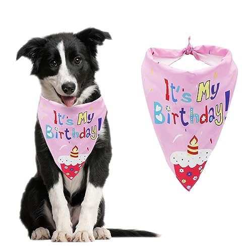 Hunde-Geburtstags-Halstuch, Welpen-Geburtstags-Dreieckstücher, waschbares Hunde-Geburtstags-Bandana für mittelgroße und große Haustiere (Rosa) von Boerni