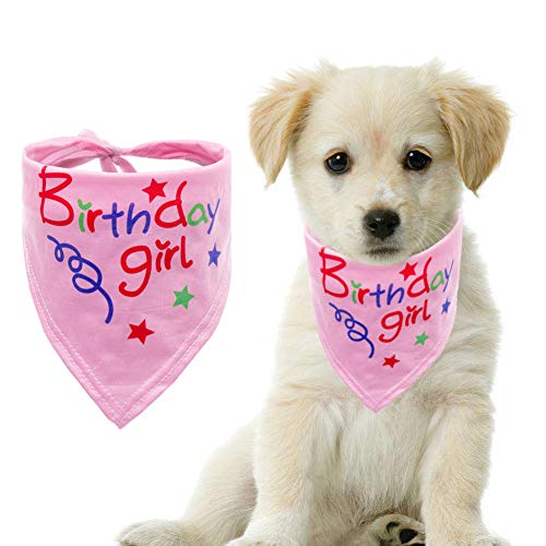 Welpengeburtstag Bandana Doggie Birthday Dreieckstücher Waschbar Hund Geburtstag Banada für Welpen Kleine, Mittlere und Große Haustier (Rosa) von Boerni