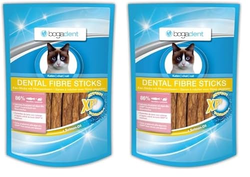 Bogadent Dental Fibre Sticks Lachs Katze, 50 g (Packung mit 2) von Bogadent