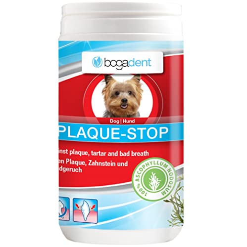 Bogadent Plaque-Stop - Hunde Zahnpflege - 70g - Pulver zur Beseitigung von Zahnstein & gegen Mundgeruch bei Hunden - Einfach Zahnstein selbst entfernen - Zahnsteinentferner Hund, UBO0783 von Bogadent