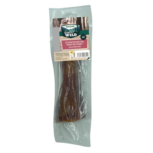 Bogar - Simply Wild - Hundeknochen – Hundefutter als Ergänzung zur täglichen Ernährung – Hundeleckerli in Form eines getrockneten Schweinefußes – Unterstützt die Hundepflege & Zahngesundheit von Bogar