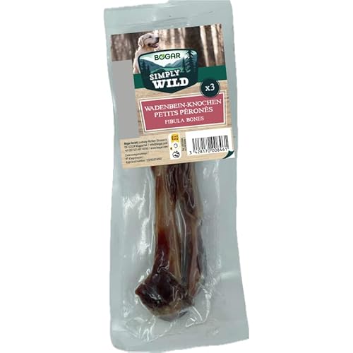 Bogar - Simply Wild - Hundeknochen – Hundefutter als Ergänzung zur täglichen Ernährung – Hundeleckerli in Form von 3 kleinen getrockneten Schweineknochen – Unterstützt die Hundepflege & Zahngesundheit von Bogar