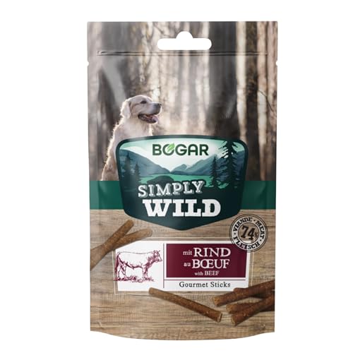 Bogar - Simply Wild - Hundeleckerli - Hundefutter als Ergänzung zur gewohnten Ernährung - Kaustangen mit Rindfleisch - Leckereien für Hunde - 10 Sticks (110 g) - Unterstützung für die Hundepflege von Bogar