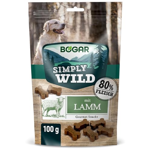 Bogar - Simply Wild - Hundeleckerli - Hundefutter als Ergänzung zur gewohnten Ernährung - Weiche Hundeknochen - Leckereien für Hunde mit Lammgeschmack - 100 g - Unterstützung für die Hundepflege von Bogar