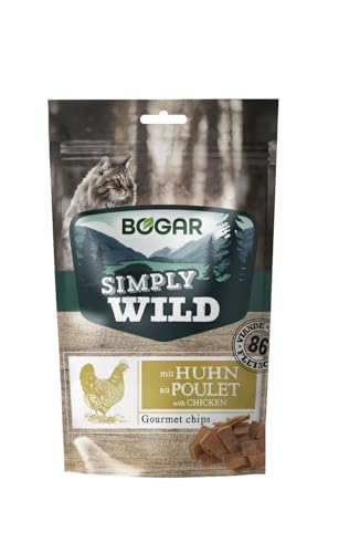Bogar – Simply Wild – Katzenleckerlis – Ergänzung zur Katzenfutter – Knusprige Leckereien für Katzen mit Huhn – Für Genuss & Katzenpflege – In Form von Zarten Fleischstreifen – 50 g von Bogar
