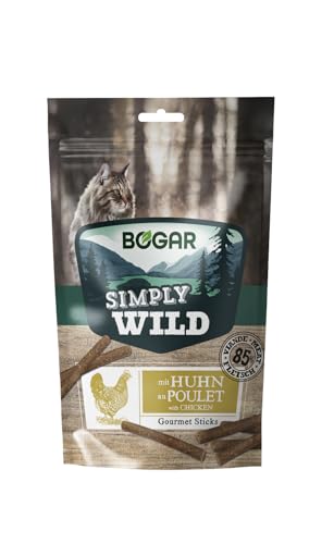 Bogar – Simply Wild – Katzenleckerlis – Ergänzung zur Katzenfutter – Schmackhafte Katzensticks mit Huhn – Leckere Katzensnacks zur Katzenpflege & Belohnung – Perfekt für Interaktive Momente – 50 g von Bogar