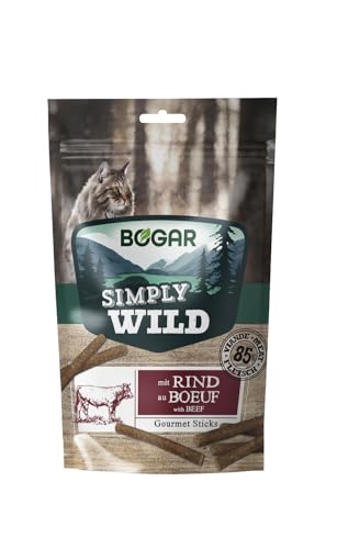 Bogar – Simply Wild – Katzenleckerlis – Ergänzung zur Katzenfutter – Schmackhafte Katzensticks mit Rind – Leckere Katzensnacks zur Katzenpflege & Belohnung – Perfekt für Interaktive Momente – 50 g von Bogar
