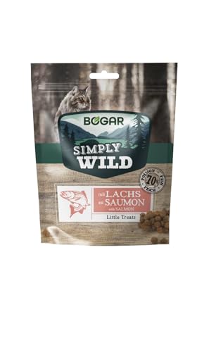 Bogar – Simply Wild – Katzenleckerlis als Ergänzung zur Katzenfutter – Schmackhafte Katzensnacks mit Lachs – Leckereien für Katzen zur optimalen Katzenpflege – In Form von leckeren Häppchen – 60 g von Bogar