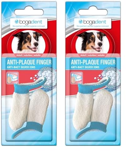 bogar, Bogadent Anti-Plaque Finger, Zahnbürste Hund, Patentierte Silberionen-Technologie, Fingerförmige Hundezahnbürste, Zahnsteinentferner Hund, Hundezubehör, 2 Stück (Packung mit 2) von Bogadent