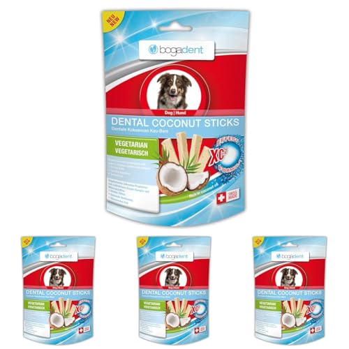 bogar, Bogadent Dental Coconut, Dental Sticks Hund, Hundesnacks mit Kokosnuss, Beugt Plaque und Zahnstein vor, Zahnpflege für Hunde, Stärkt das Fell, Hundezubehör, 50 g (Packung mit 4) von Bogadent