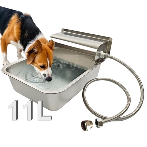 Bogmif Automatischer Wasserspender für Hunde, 304 Edelstahl, mit 1,27 cm Schwimmerventil und geflochtenem Rohr, geeignet für große Hunderassen, Ziegen, Kühe, Pferde (automatische Wasserfüllung) von Bogmif