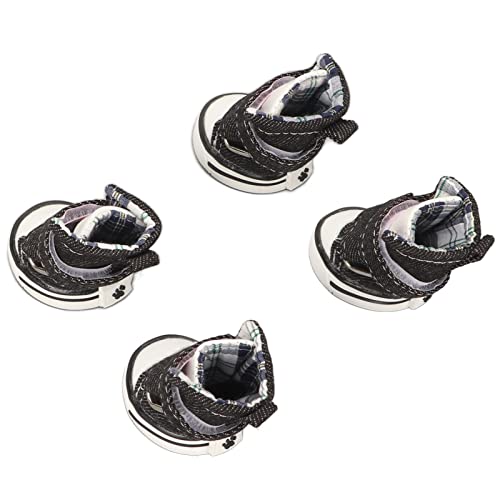 Bognajin 4 Stück Segeltuch-Welpenschuhe, modische niedliche Haustier-Sportschuhe, atmungsaktive Ganzjahresschuhe für kleine Hunde, Hundeschuhe mit PVC-Sohle und Klettverschluss (Number 2) von Bognajin