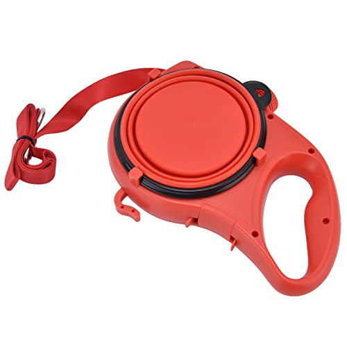 Multifunktionstierleine für kleine Hunde, Hohlgriff für die Aufbewahrung, mehrfarbige Optionen, leicht und tragbar, beinhaltet Faltbare Schüssel (Red) von Bognajin