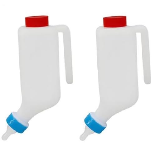 2X Lammmilchflasche,Babyflasche Für Lämmer,hängende Lamm Futterflasche Zum Füttern,Lamm-Stillflaschen Mit Weichem Nippelflasche,Trinkflasche Zum Aufhängen Klarer Skala,Ziegenflasche,Lamm Kälber Ziegen von Bohany