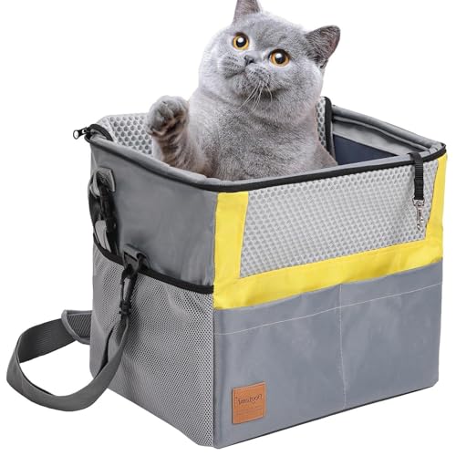 Haustier Fahrradtasche Für Hunde Katzen,Fahrradkorb Vorne,Haustierträger,Faltbare Hundetasche Mit Mehreren Taschen,Träger Fahrräder,Einfache Installation,Weicher Wasserdichter Hundefahrradaufsatz von Bohany