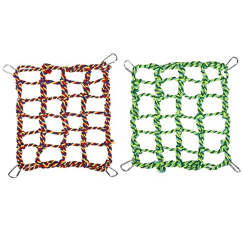 Bohue 2Pcs Colorful Woven Climbing Net Pet Hammock Netting Toy Hanging Hammock Net with 4 Hooks Small Animal Supplies Rope Ladder for Parrot Bird Hamster Squirrel Bohue 2Pcs Colorful Woven Climbing Net Pet Hammock Netting Toy Hanging Hammock Net with 4 Hooks Small Animal Supplies Rope Ladder for Parrot Bird Hamster Squirrel von Bohue