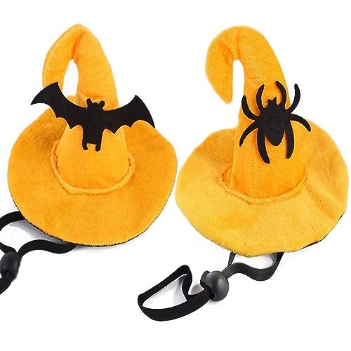Bohue Halloween-Haustiermützen-Set – Spinne, Fledermaus, Hexe und Zaubererhüte für Hund und Katze von Bohue