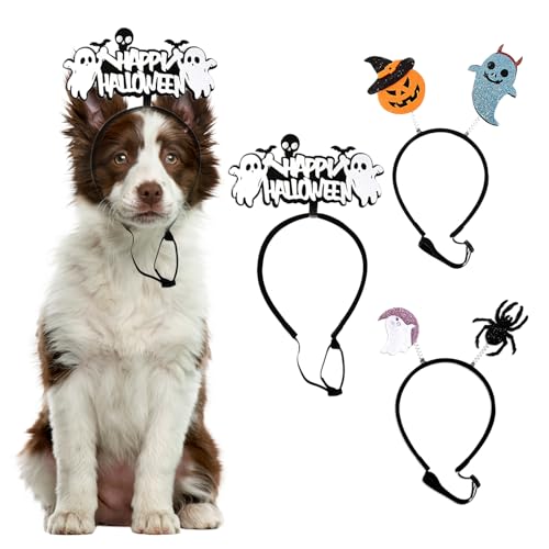Bohue 3 Stück Hunde-Halloween-Stirnband, verstellbares Kopfband, Geist, Spinne, Kürbis, Haarbänder, Haustier-Halloween-Kostüm, Zubehör für kleine, mittelgroße Katzen und Hunde Bohue 3 Stück Hunde-Halloween-Stirnband, verstellbares Kopfband, Geist, Spinne, Kürbis, Haarbänder, Haustier-Halloween-Kostüm, Zubehör für kleine, mittelgroße Katzen und Hunde von Bohue