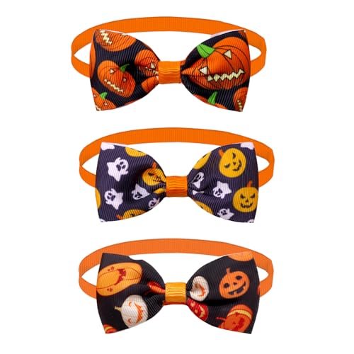Bohue Halloween-Fliegen, verstellbar, bequem, Kürbis-Hundehalsband, Welpenfliege für kleine und mittelgroße Hunde, 3 Stück Bohue Halloween-Fliegen, verstellbar, bequem, Kürbis-Hundehalsband, Welpenfliege für kleine und mittelgroße Hunde, 3 Stück von Bohue