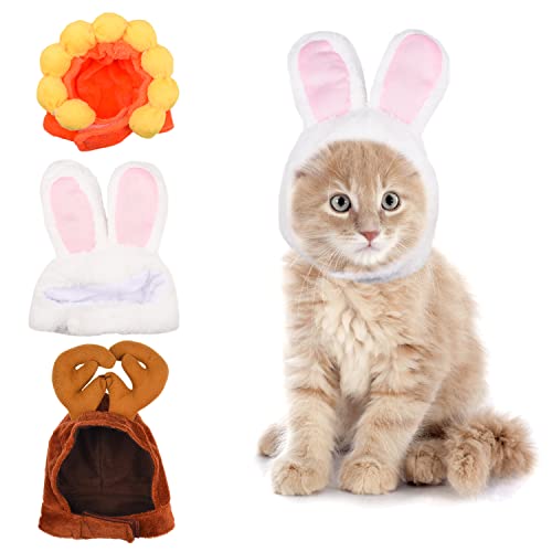 Bohue Katzenhüte, Haustier-Kopfschmuck, Hut, Hasenohren, Elch, Sonne, Blume, Kopfschmuck, Haustier-Party-Kostüm, Halloween-Zubehör, Kopfschmuck für kleine Haustiere, 3 Stück Bohue Katzenhüte, Haustier-Kopfschmuck, Hut, Hasenohren, Elch, Sonne, Blume, Kopfschmuck, Haustier-Party-Kostüm, Halloween-Zubehör, Kopfschmuck für kleine Haustiere, 3 Stück von Bohue