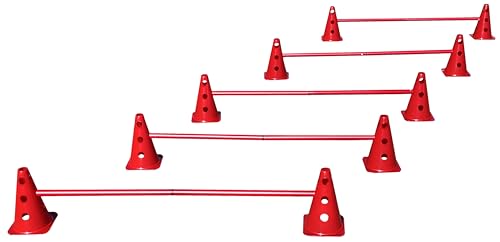 Steckhürdenset Rot - 5 er Set für Koordinationstraining Agility Hundesport Pferdesport Zubehör Lochkegel Fussball Pylone Stangen Lochkegel für Trainingsübungen Trainingszubehör von Boje Sport