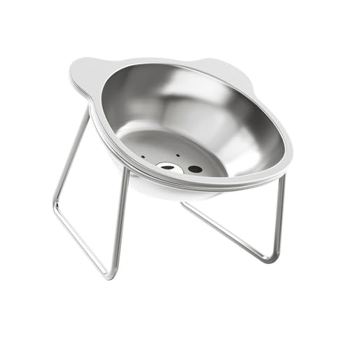 Erhöhter Katzennapf aus Edelstahl mit Metallständer, bartfreundlich, erhöhter Wassernapf für Hunde, Edelstahl-Katzen von Bokcztml