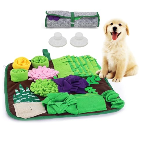 Bokelai Schnüffelmatte für Hunde Langsame Fütterung Matte für Kleine Mittlere Hunde - 42 * 42cm Rutschfeste & Langlebig Welpen Schnüffelmatte Haustier Leckerli Spielzeug Hund Puzzle Gehirntraining von Bokelai