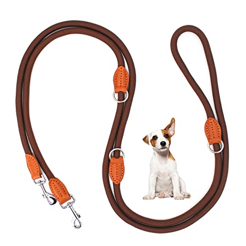 Hundeleine Doppelleine für Kleine Mittelgroße Hunde Führleine 3m Verstellbar mit 2 Karabiner Leine Hund Übungsleine Dog Lead Multifunktionale 3 Meter lang x 1,0 cm Braun Hundeleine Doppelleine für Kleine Mittelgroße Hunde Führleine 3m Verstellbar mit 2 Karabiner Leine Hund Übungsleine Dog Lead Multifunktionale 3 Meter lang x 1,0 cm Braun von Bokelai