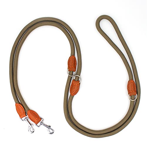 Hundeleine für Große & Mittelgroße Hunde 3m Doppelleine Verstellbar Führleine mit 2 Karabiner Umhängeleine Multifunktional Nylon Dog Lead 3 Meter lang x 14 mm Graugrün Hundeleine für Große & Mittelgroße Hunde 3m Doppelleine Verstellbar Führleine mit 2 Karabiner Umhängeleine Multifunktional Nylon Dog Lead 3 Meter lang x 14 mm Graugrün von Bokelai