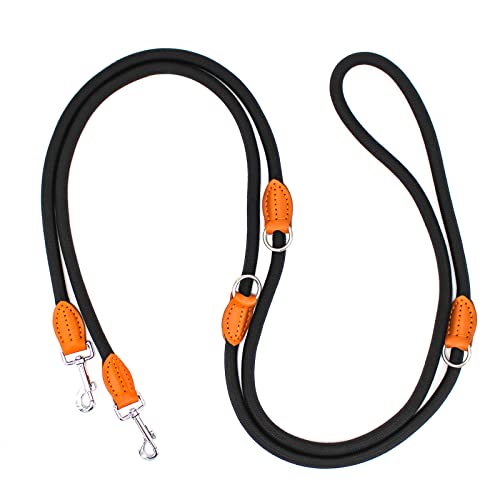 Hundeleine für Große & Mittelgroße Hunde 3m Doppelleine Verstellbar Führleine mit 2 Karabiner Umhängeleine Multifunktional Nylon Dog Lead 3 Meter lang x 14 mm Schwarz Hundeleine für Große & Mittelgroße Hunde 3m Doppelleine Verstellbar Führleine mit 2 Karabiner Umhängeleine Multifunktional Nylon Dog Lead 3 Meter lang x 14 mm Schwarz von Bokelai