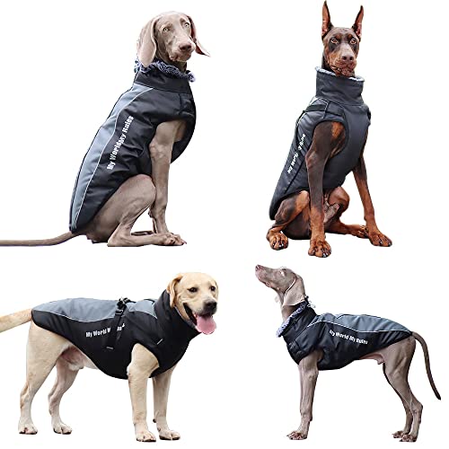 Bokerom Hundejacke für mittlere und große Hunde Kälteschutz Hundekleidung Herbst und Winter Mantel Spaziergang Ihres Hundes Warme Hundekleidung Baumwollkleidung Wasserdicht (4X) von Bokerom