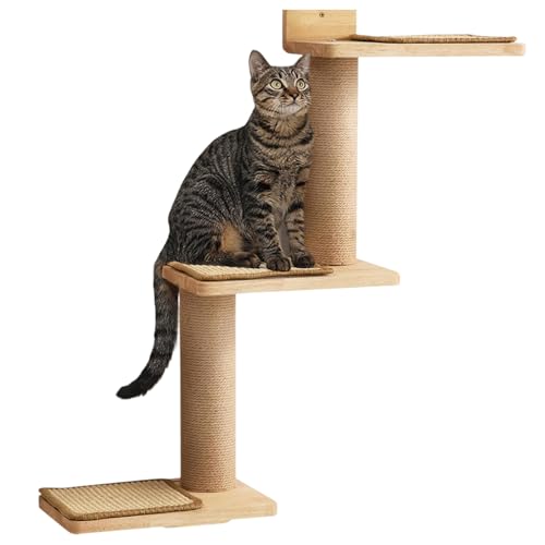 kletterwand Katzen, Katzentreppe Wand, Katze Wandregale aus Massives Gummiholz und Jute, 3 in 1 Transformable Katze Kratzbaum Wand montiert, Anzug für Katzen Klettern, Spielen, Kratzen kletterwand Katzen, Katzentreppe Wand, Katze Wandregale aus Massives Gummiholz und Jute, 3 in 1 Transformable Katze Kratzbaum Wand montiert, Anzug für Katzen Klettern, Spielen, Kratzen von Bolam