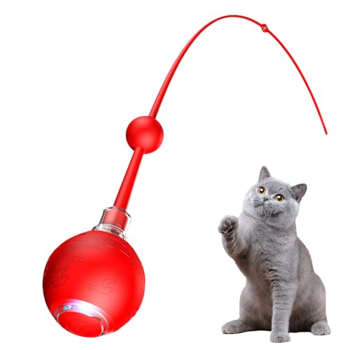 Bollisate Elektrischer Spielball Für Katzen,3 Modi Automatischer Bewegungsball Mit Schwanz - Wiederaufladbares Intelligentes Spielzeug Für Hunde Jagdtraining Automatische Aktivitätsförderung von Bollisate