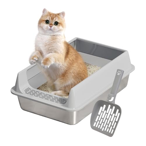 Bollisate Katzenklo - Hochwand Katzenklo mit Schaufel - Antihaft Katzenzubehör Für Große Mittelkleine Katzen Wohnung Garten Balkon Terrasse von Bollisate