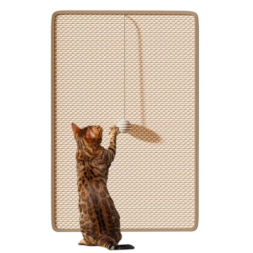 Bollisate Kratzpad Für Katzen | Eck Kratzbrett Für Kitten Mit Spielbällen | Sisal Vertikaler Möbelschoner Für Ecke Wand Sofa Couch - Für Langweilige Hauskatzen Indoor von Bollisate