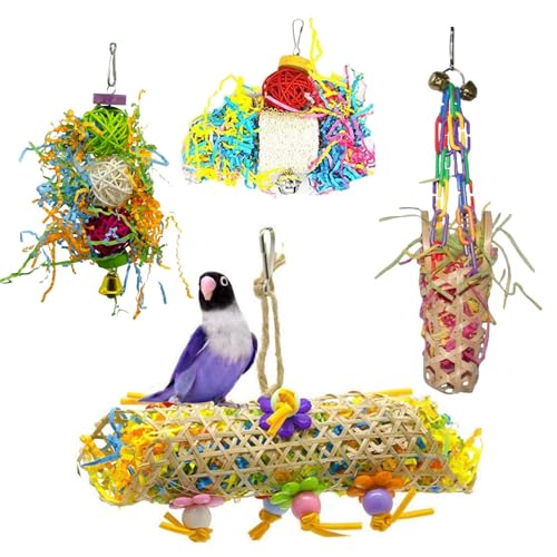 Bollisate Vogel Kaumaterial Spielzeug | 4-teiliges Spielzeug Set - Buntes Knabberspielzeug Für Zum Klettern Auf Sitzstangen Im Käfig Bei Täglicher Nutzung Zuhause Bollisate Vogel Kaumaterial Spielzeug | 4-teiliges Spielzeug Set - Buntes Knabberspielzeug Für Zum Klettern Auf Sitzstangen Im Käfig Bei Täglicher Nutzung Zuhause von Bollisate