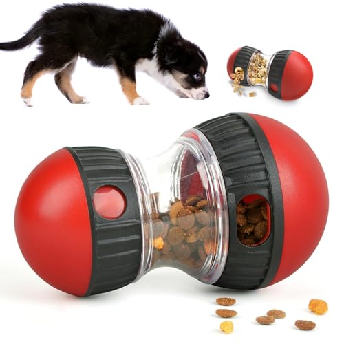 BoloShine Interaktives Hundespielzeug, Rollender Leckerli-Spender für Langsame Fütterung, Hund Puzzle-Spielzeug zur Iq Verbessern, Langeweile Reduzieren für Mittelgroße und Kleine Hunde (Rot) von BoloShine