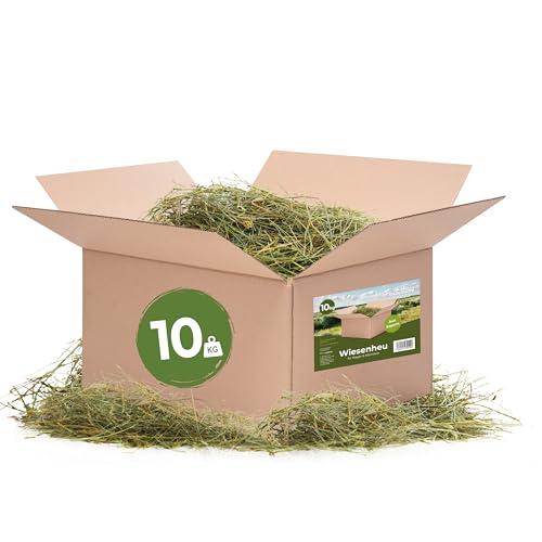Bolson frisches & unbehandeltes Wiesenheu (10 kg) - 1.Schnitt Heu mit Gräsern & Blüten aus Bayern - direkt ab Hof verpackt - hochwertiges Heu zur Fütterung & Einstreu von Kaninchen, Hamster von Bolson