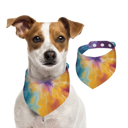 BoltPack Dreieckiges Halstuch, buntes Batikmuster, niedliches Hundehalstuch, verstellbar, mit Druckknöpfen, für Hunde, Welpen, Katzen von Boltpack