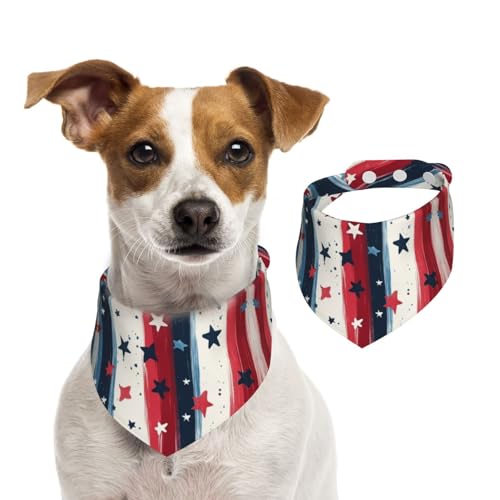 BoltPack Dreieckiges Halstuch-Lätzchen für Haustiere, mit Sternen, verstellbar, mit Druckknöpfen, für Hunde, Welpen, Katzen, Rot / Blau von Boltpack